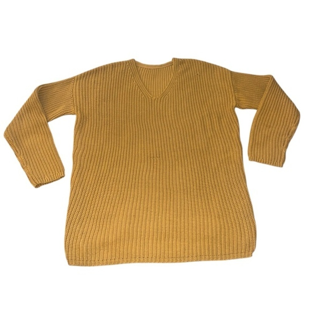 Jenni Kayne Cotton Cabin Knit Pullover Sweater Mustard Golden Yellow X-Small XS